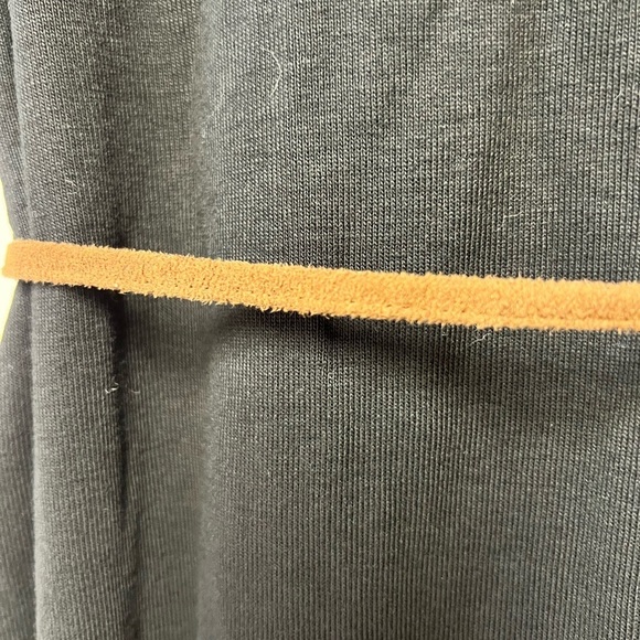 Ralph Lauren Black Dress w Suede Brown V-Neck and Belt. petite Small 100% cotton - Picture 6 of 6